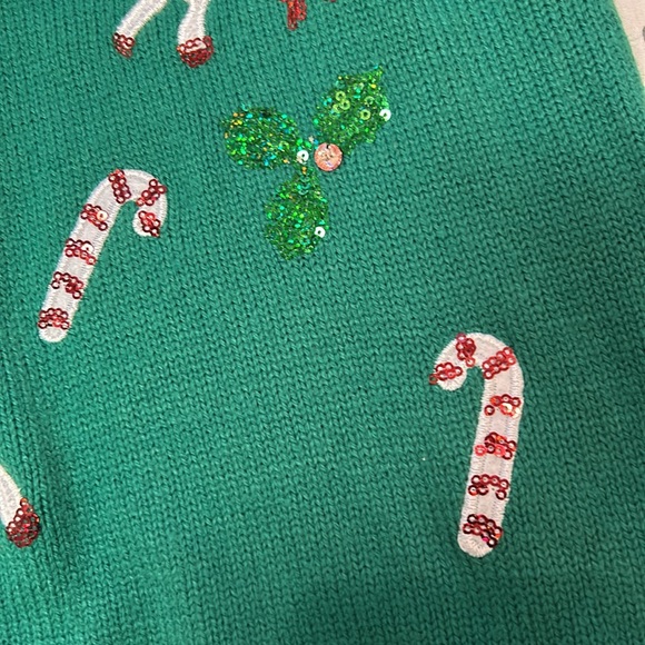 33 Degrees Girls Sequin Unicorns Ugly Christmas Sweater Tunic Candy Cane XL - Picture 7 of 14